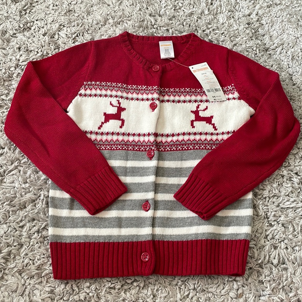 NWT 2014 Gymboree Outlet Reindeer Cardigan, Size S(5-6)